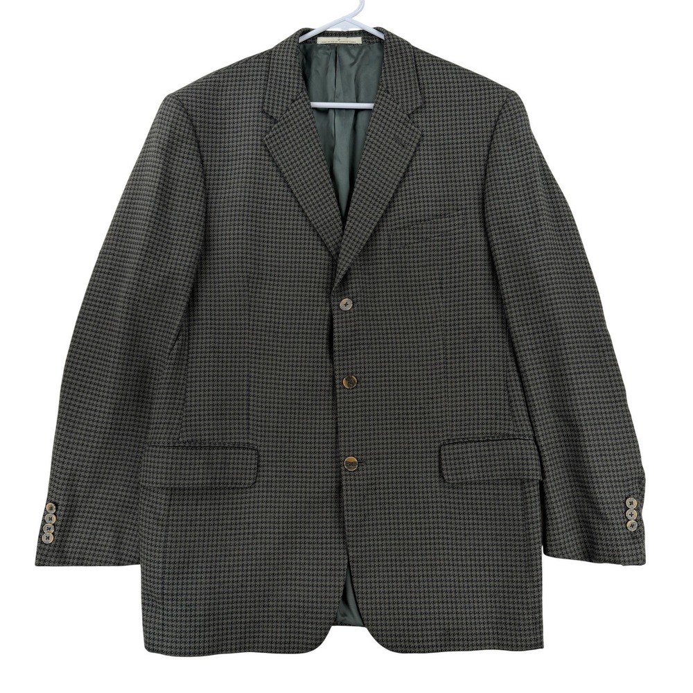Joseph Abboud Sport Coat Mens 42L Gray Silk Wool Check Tweed 3‎ Button Jacket